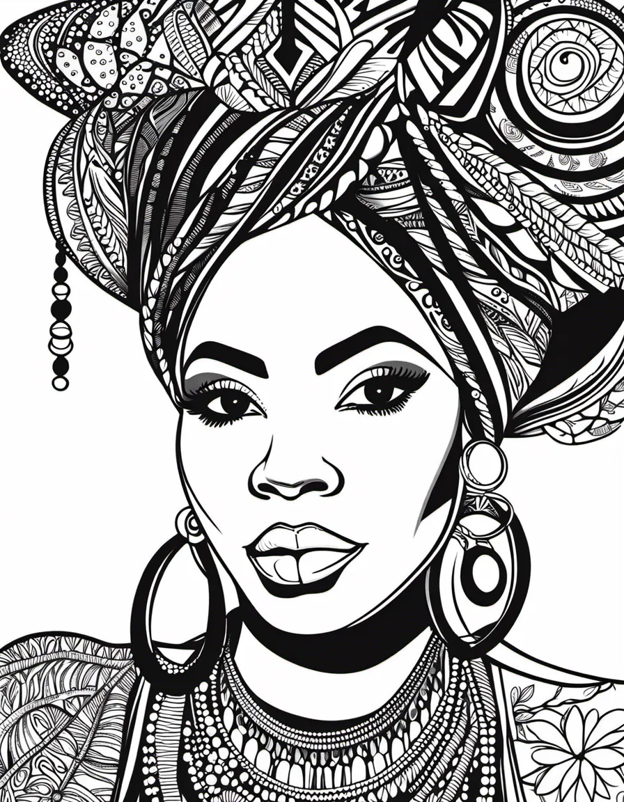 African Black Woman Coloring Book Cover By Dhikmohamed20 