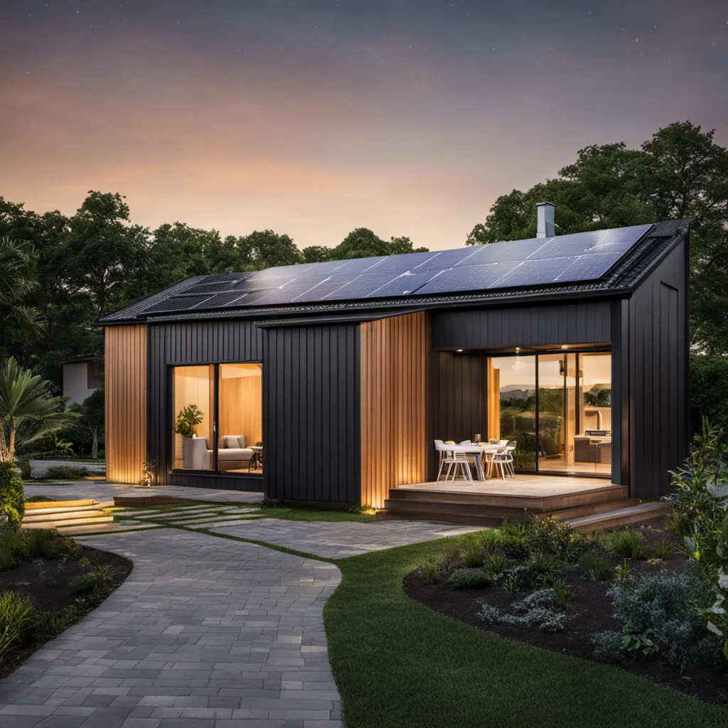 solar integrated home in night