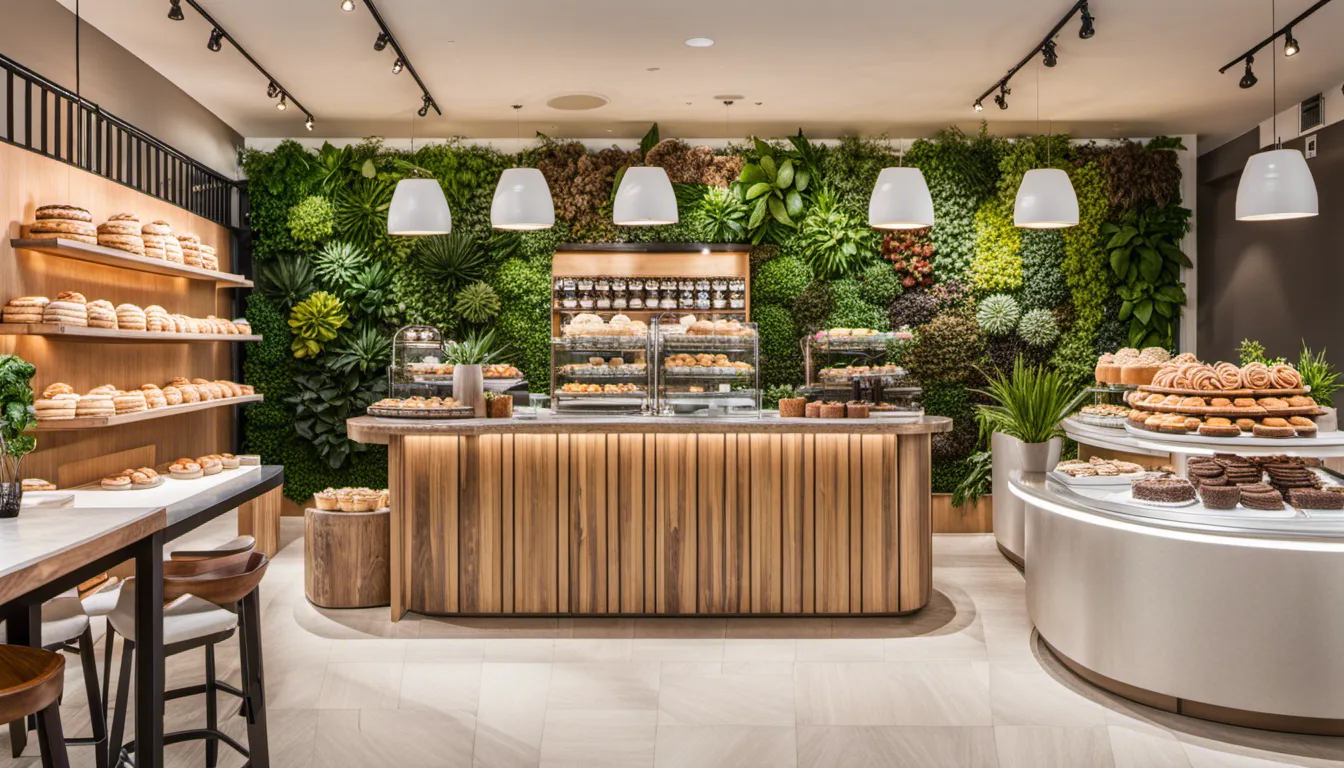 Craft a bakery interior that brings the outdoors in. Incorporate living walls, potted plants, and natural materials to create a fresh and invigorating environment for customers to indulge in delectable treats.