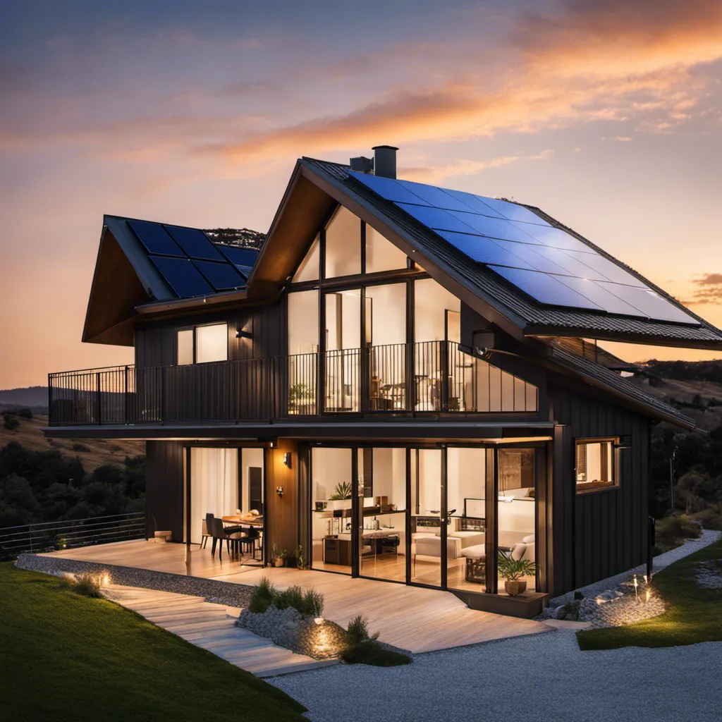 solar integrated home in night connected with battery & power grid