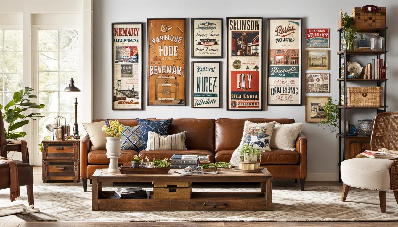 Envision an interior wall decor that transports you to a bygone era. Incorporate vintage posters, antique mirrors, and reclaimed wood shelving to create a nostalgic and charming atmosphere.