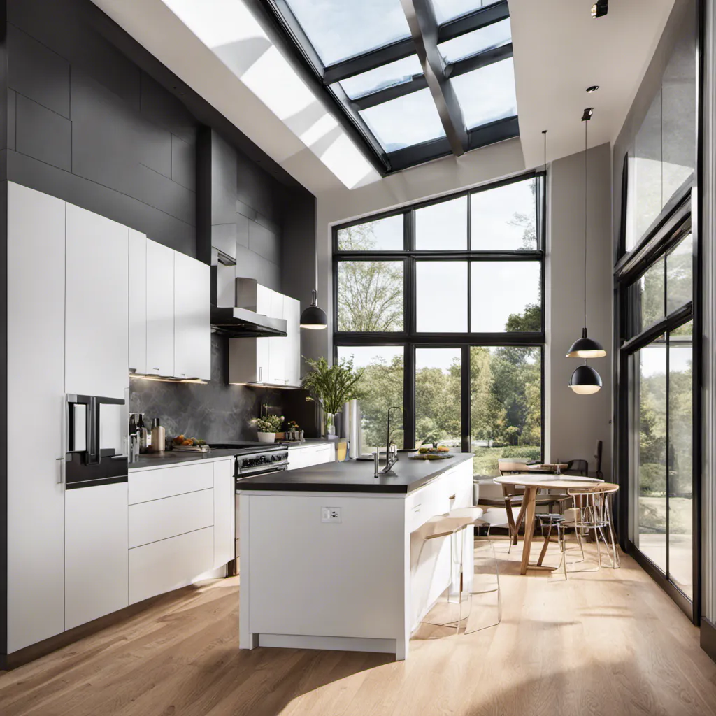 bright modern kitchen with skylights
