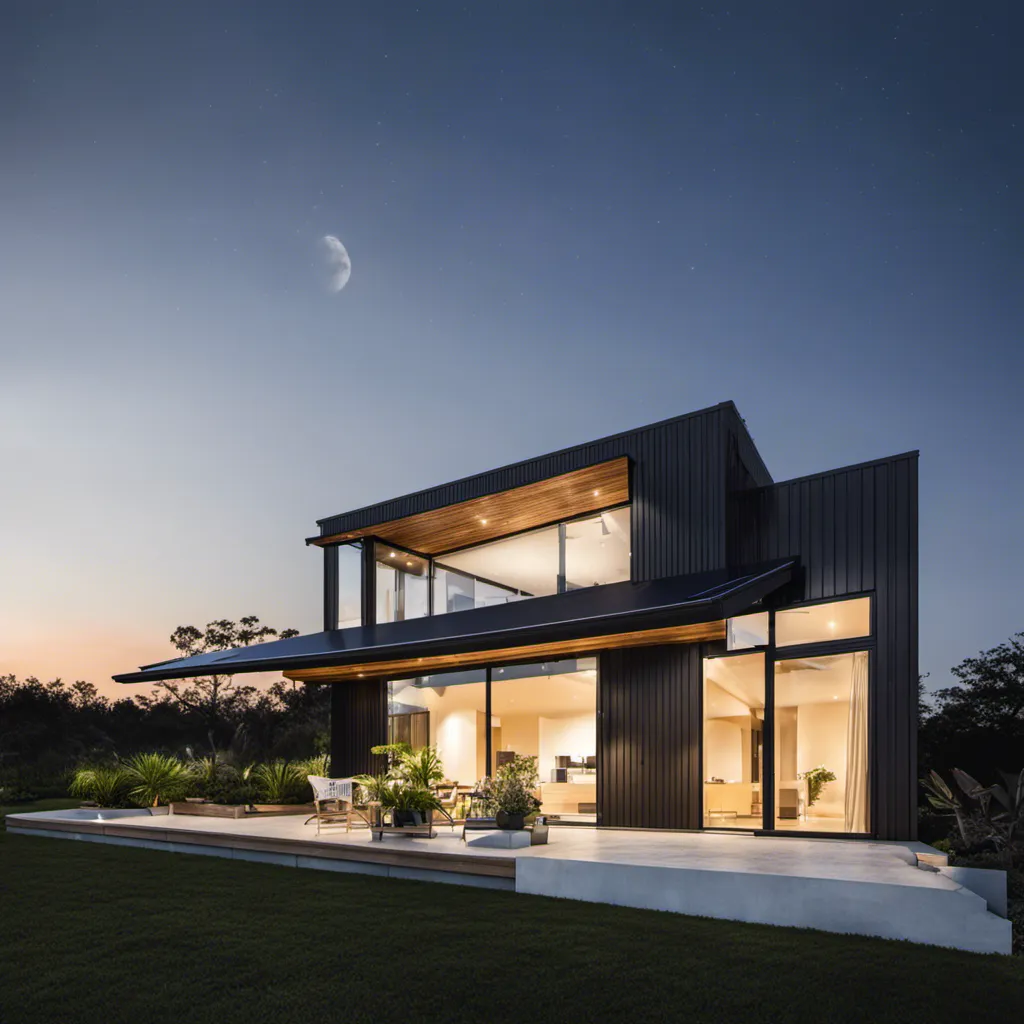 solar integrated home in night