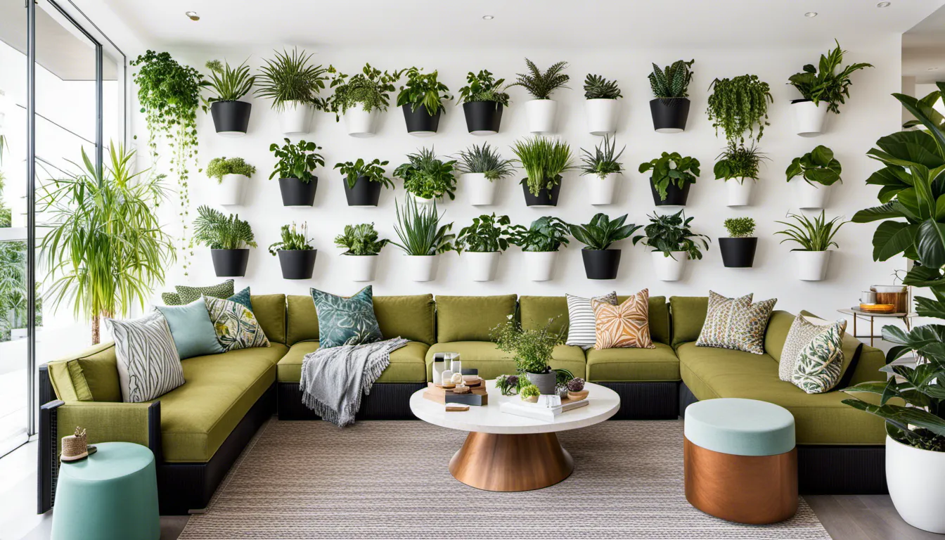A living wall with an assortment of potted plants, or adorn the wall with botanical-themed artwork and murals, bringing the outdoors indoors.
