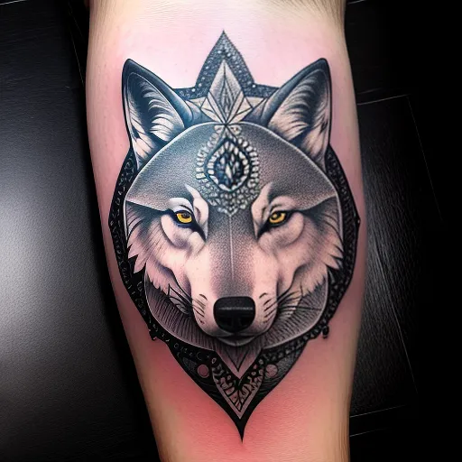 Tattoo wolf designs, A mandala design