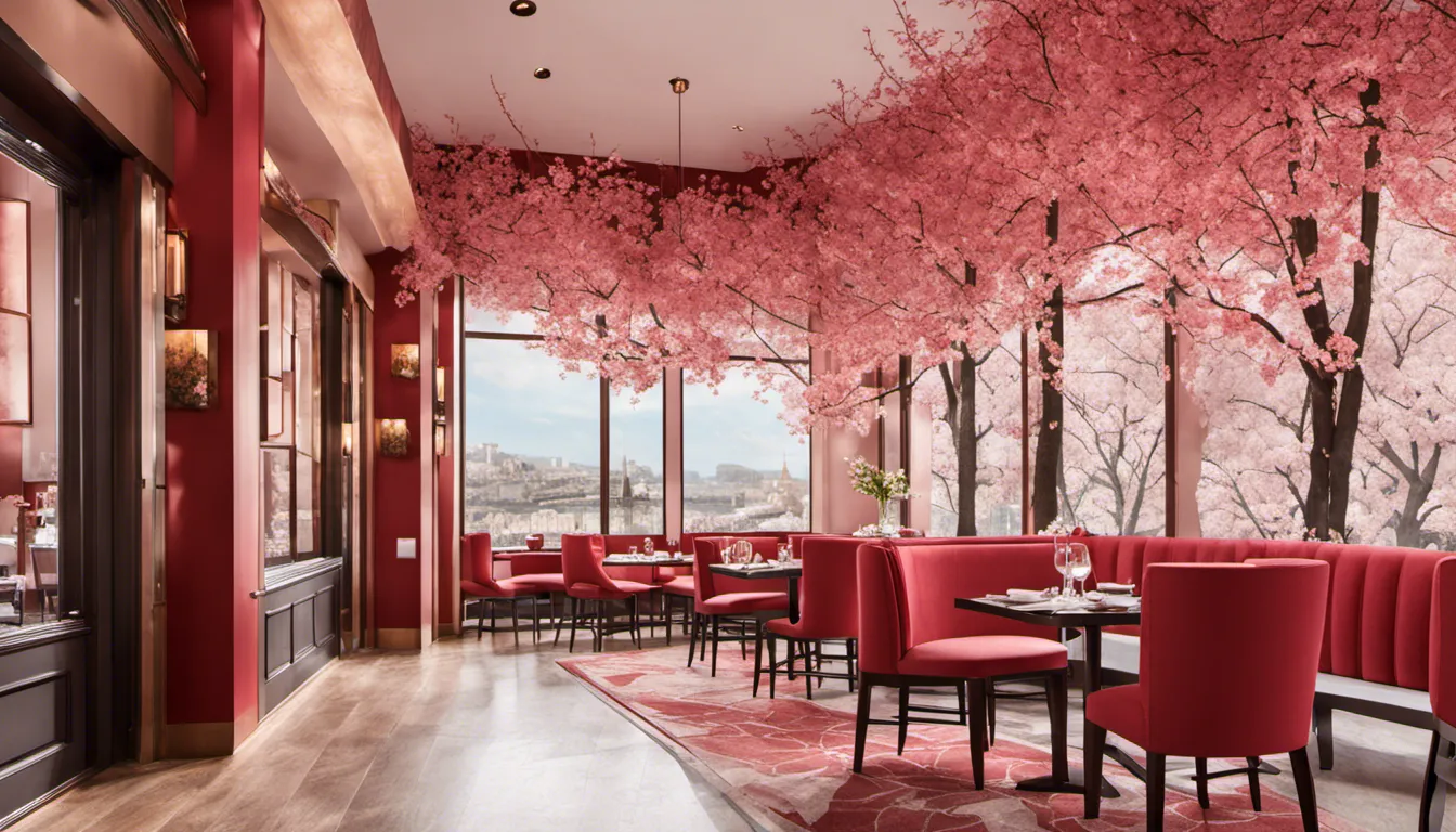 Craft a Red Restaurant Interior with by Ai Image Generator