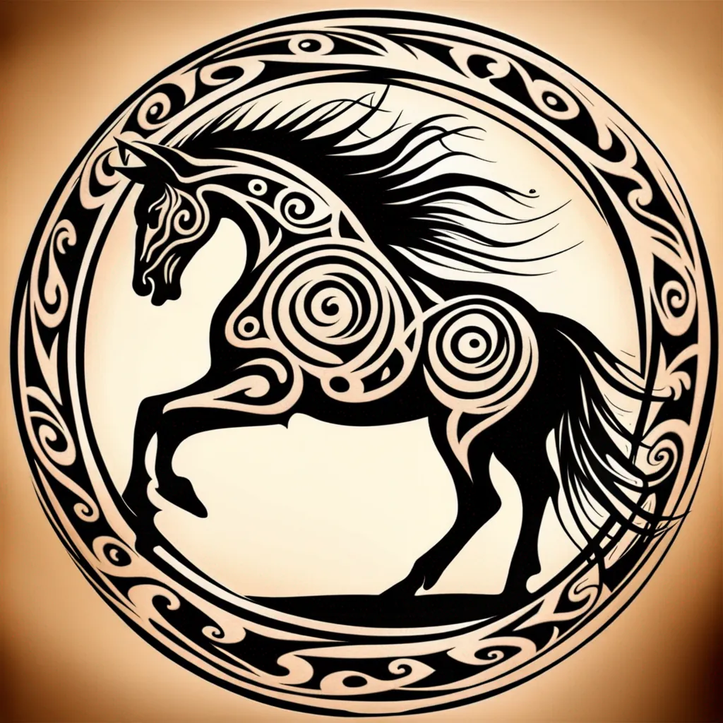 Horse circle tribal tattoo art, A stunning horse circle tribal tattoo art 