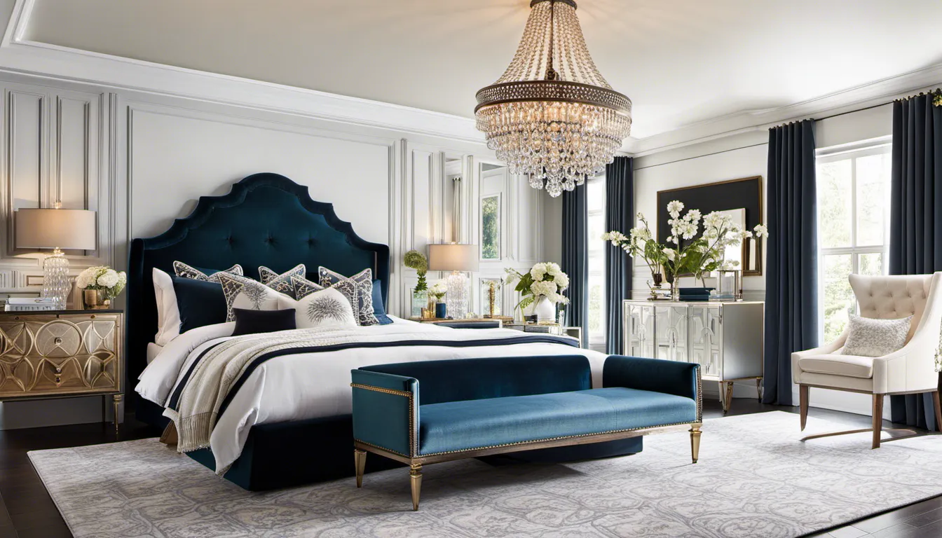 Transform your bedroom into a glamorous retreat with vintage-inspired elements. Incorporate luxurious fabrics like velvet and satin, along with ornate mirrors and crystal accents. Choose a statement chandelier as the centerpiece.