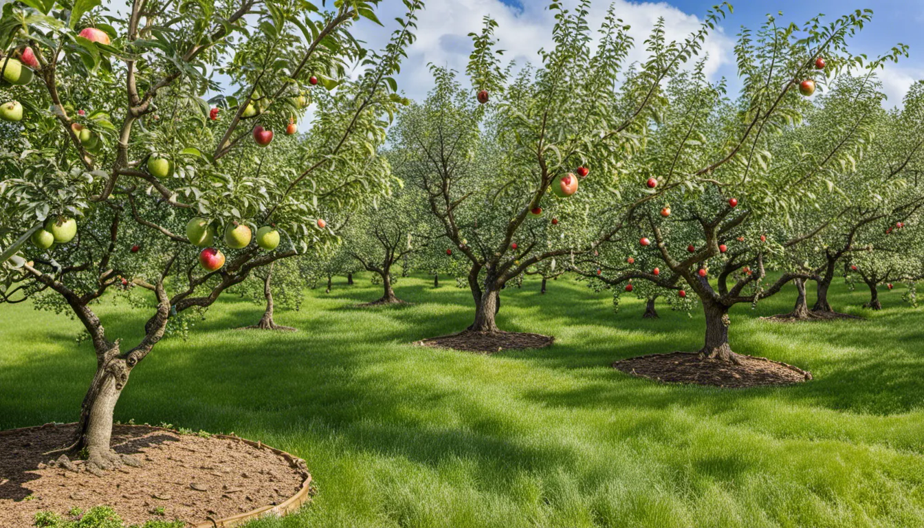 Growing apple trees in a large garden